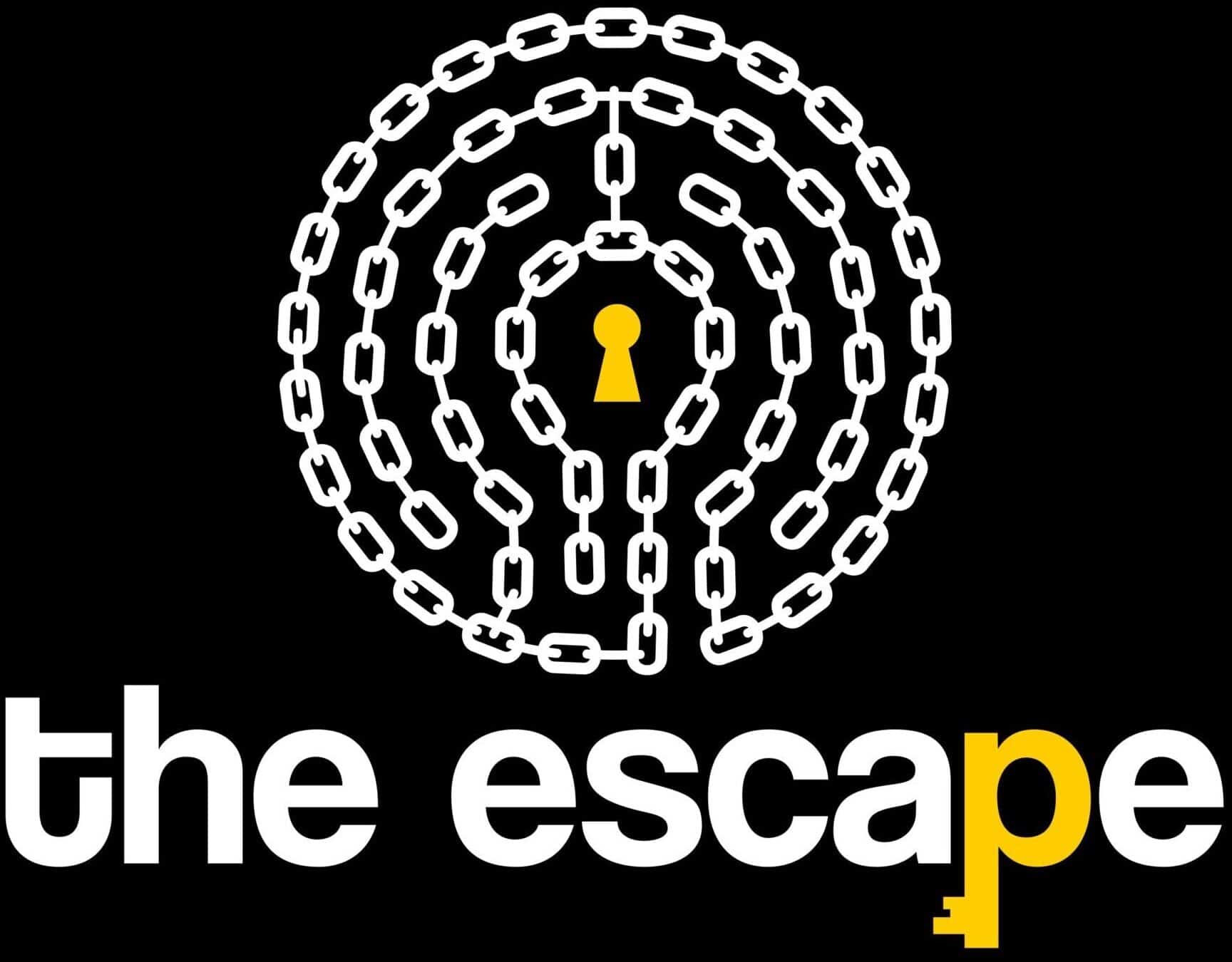 The escape Logo auf schwarzem hintergrund
